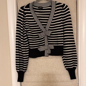 Express Black and White Striped Cardigan